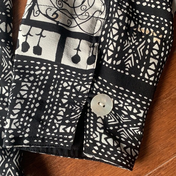Stonebridge Vintage Silk Longline Asian Inspired Button Down Top Size Medium - Picture 5 of 10